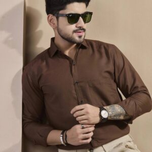 Men Slim Fit Solid Spread Collar Formal Shirt